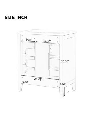 Bathroom Vanity Cabinet Base 30-Inch with Drawers, Solid Frame and MDF Board