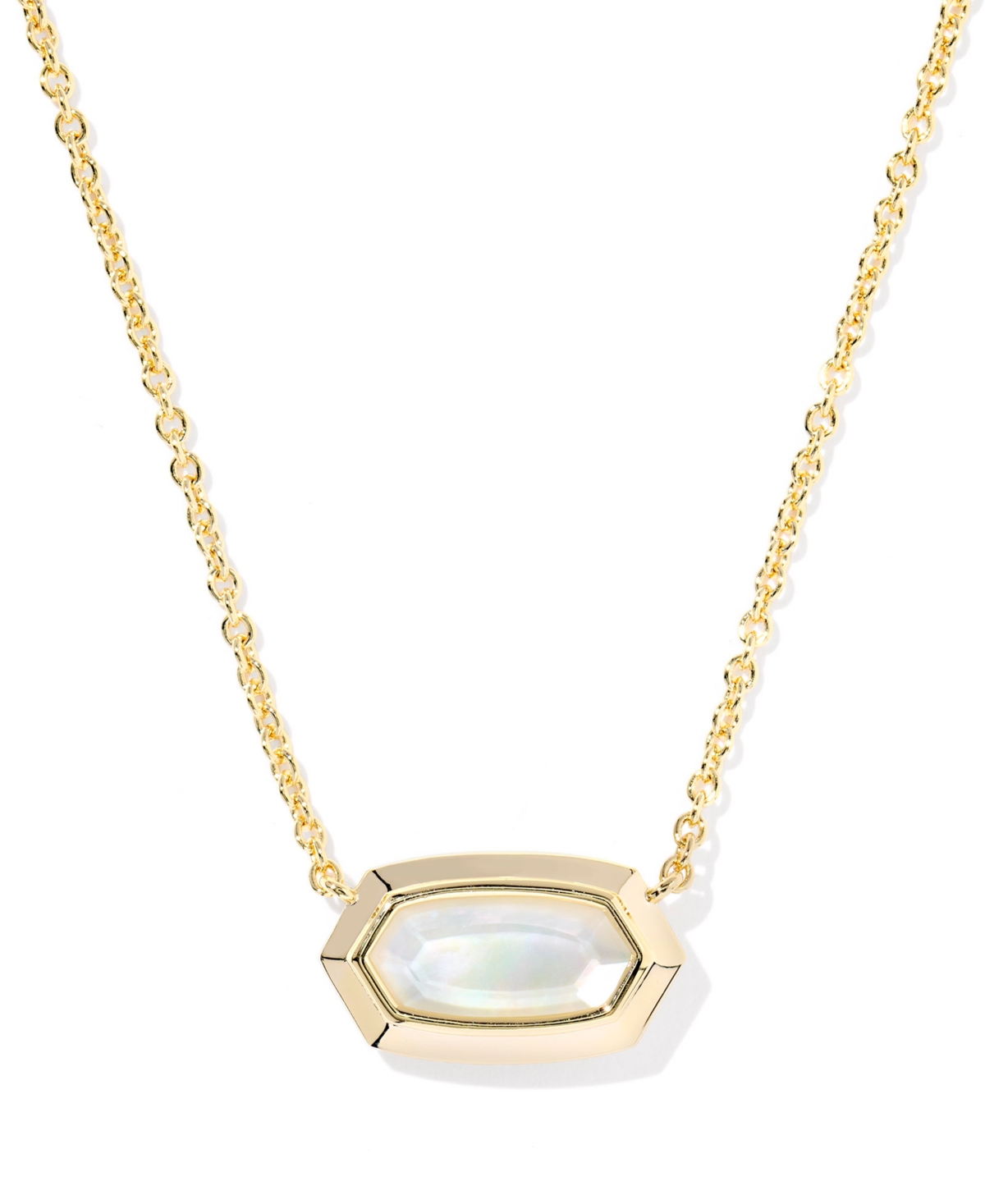 Kendra Scott Imitation Pearl 14k Gold Plated Over Brass Elisa Bezel Short Pendant Necklace In Gold