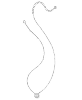 Cubic Zirconia Silver-Tone Rhodium Plated Over Brass Short Pendant Necklace