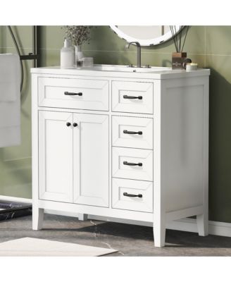 36" Bathroom Vanity with Sink Combo, Cabinet with Drawers, Solid Frame and MDF Board