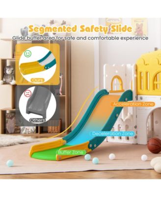 All-in-1 Toddler Slide Playset Playground with Tunnel and Ladder and Basketball