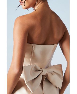 Women's Bandeau Twill Bow Back Bridesmaids Dress