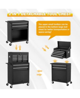 Rolling Tool Chest with Wheels and  8 Drawers, Detachable Metal Tool Box with Drawers