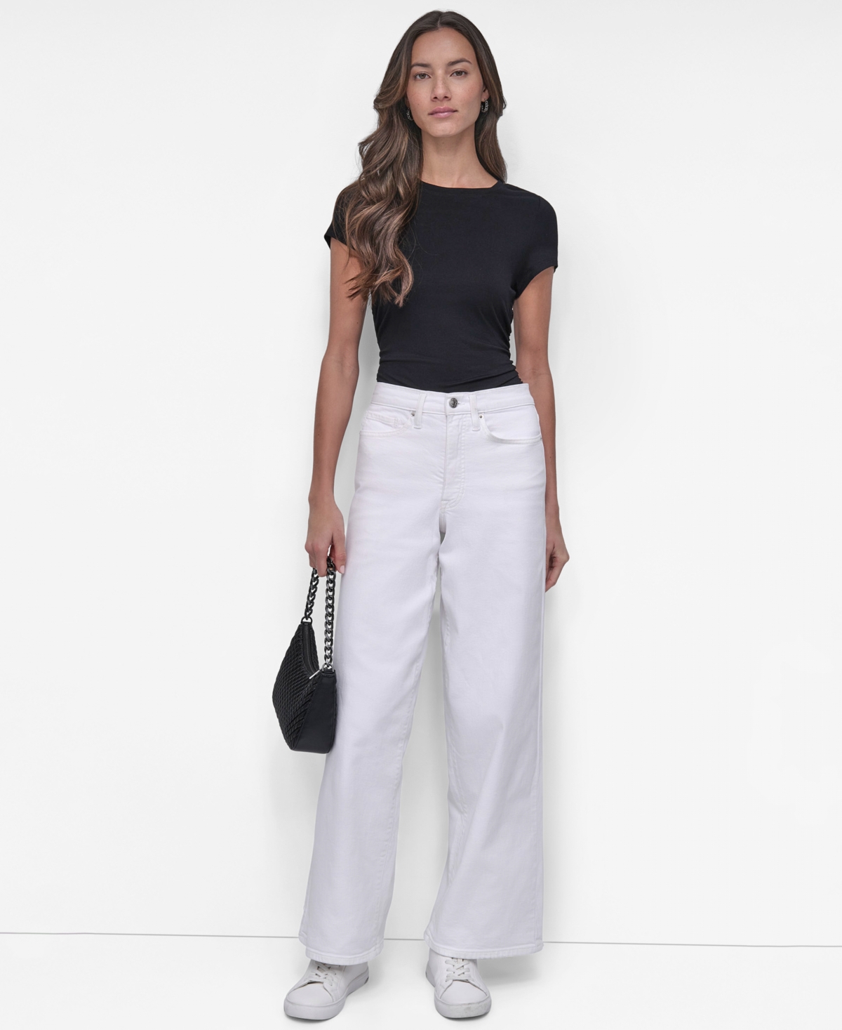 Dkny Jeans Women's High Rise Modern Wide Leg Jeans In White