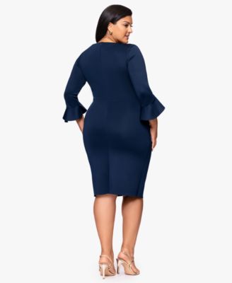 Plus Size 3/4-Sleeve Sheath Midi Dress