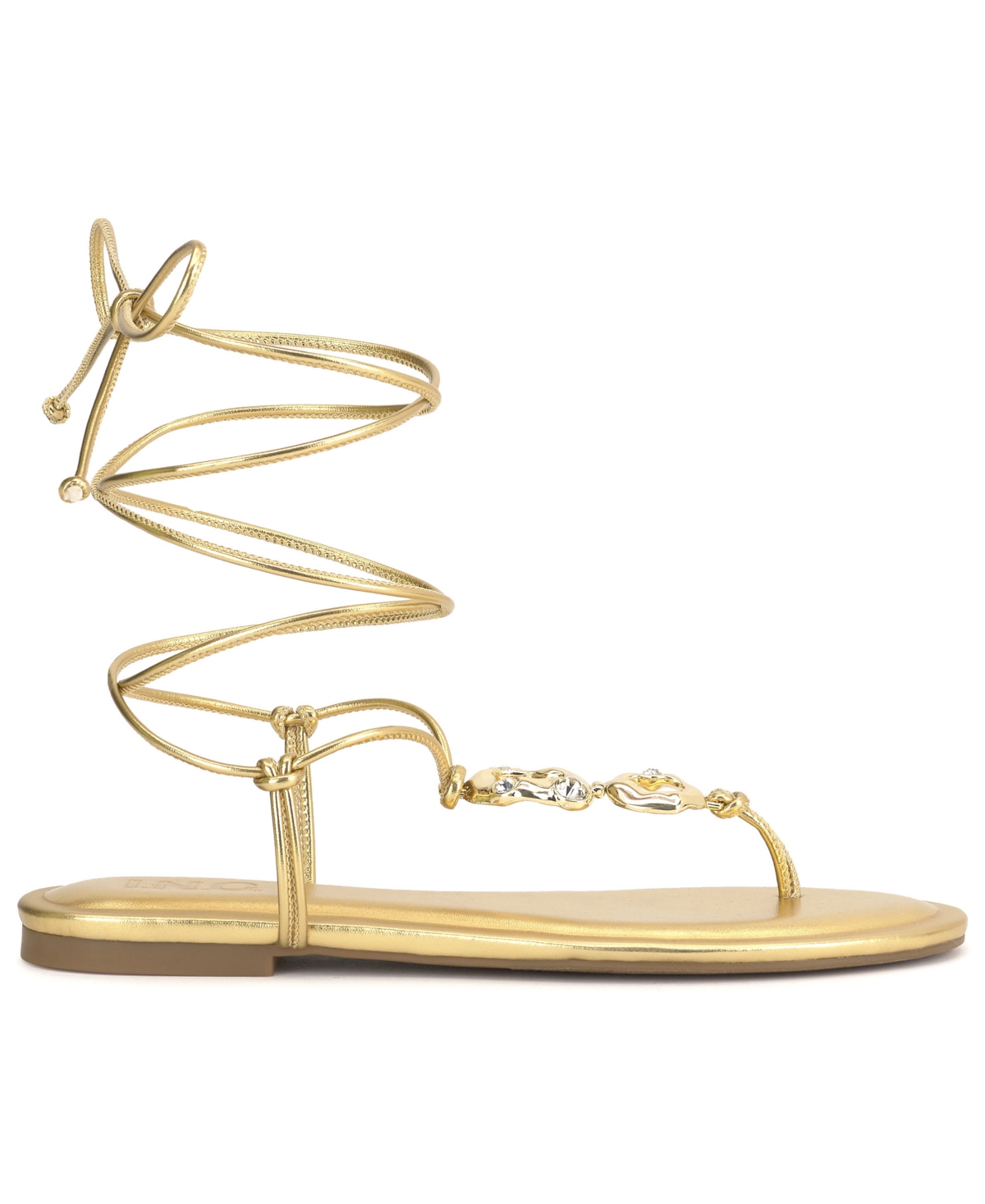 Inc International Concepts Women's Hakima Lace-up Flat Sandals, Macy's Exclusive In Gold