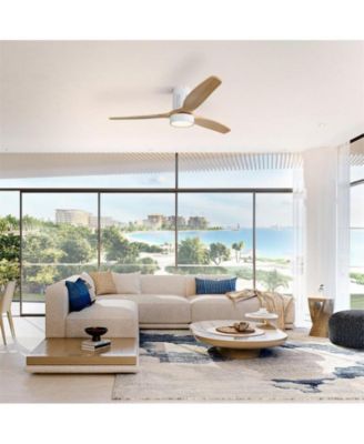 52-inch Modern White 3-Blade Flush Mount Fans Supports Remote Control 6-Speed Arbitrary Adjustment and Timing Function