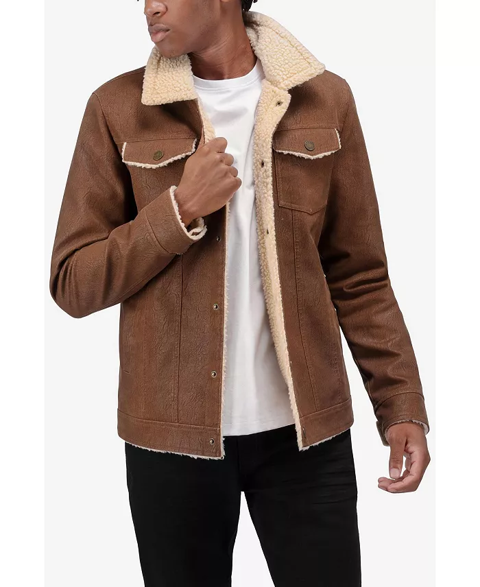 Men's Jacket With Faux Shearling Lining - thumbnail 5