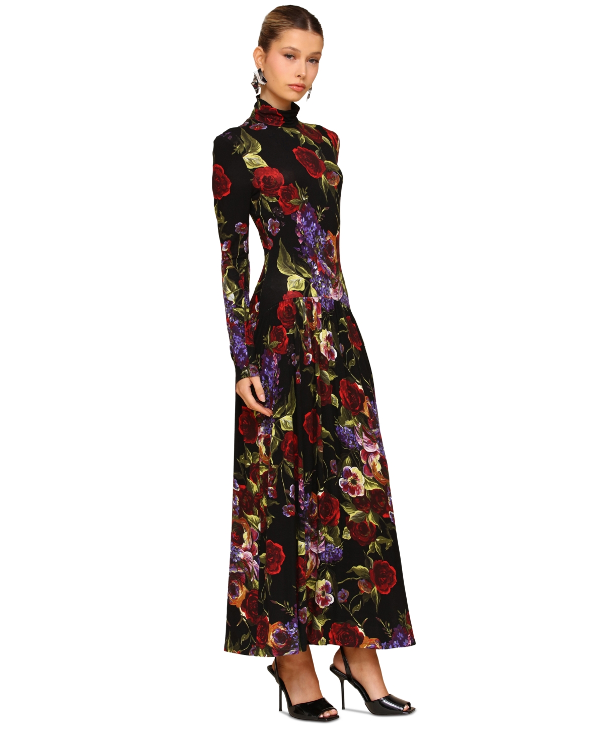 Avec Les Filles Women's Long Sleeves Printed Maxi Dress In Multi