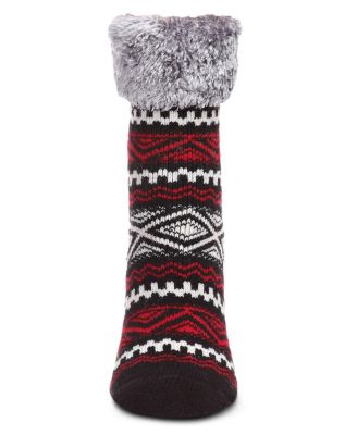 Women's Aztec Fair Isle Plush Cabin Socks
