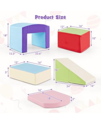 6 Pieces Foam Climbing Blocks Soft Play Climbing for Toddlers with Tunnel