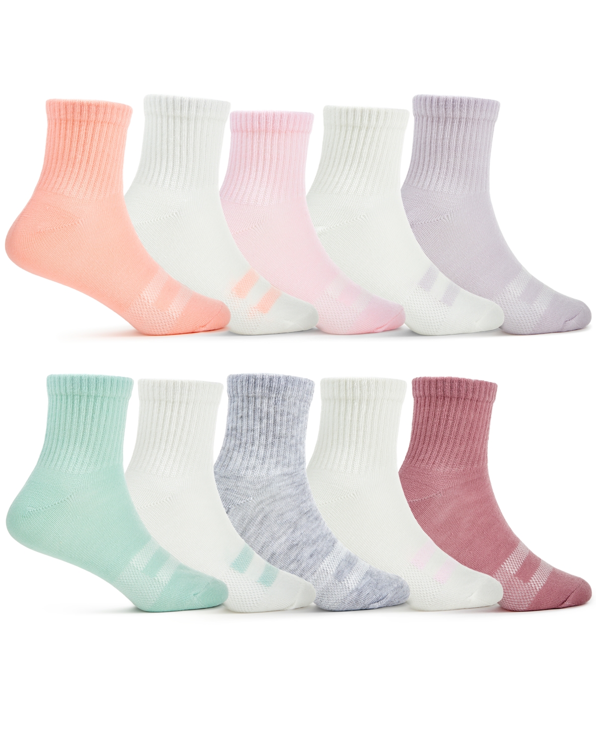 Trimfit Girls 4-11 10-Pack Fashion Quarter Socks