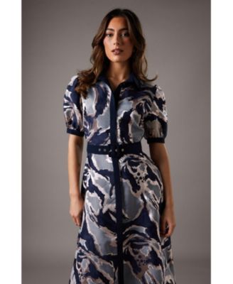 Women's Short Sleeve Jacquard Shirt Dress