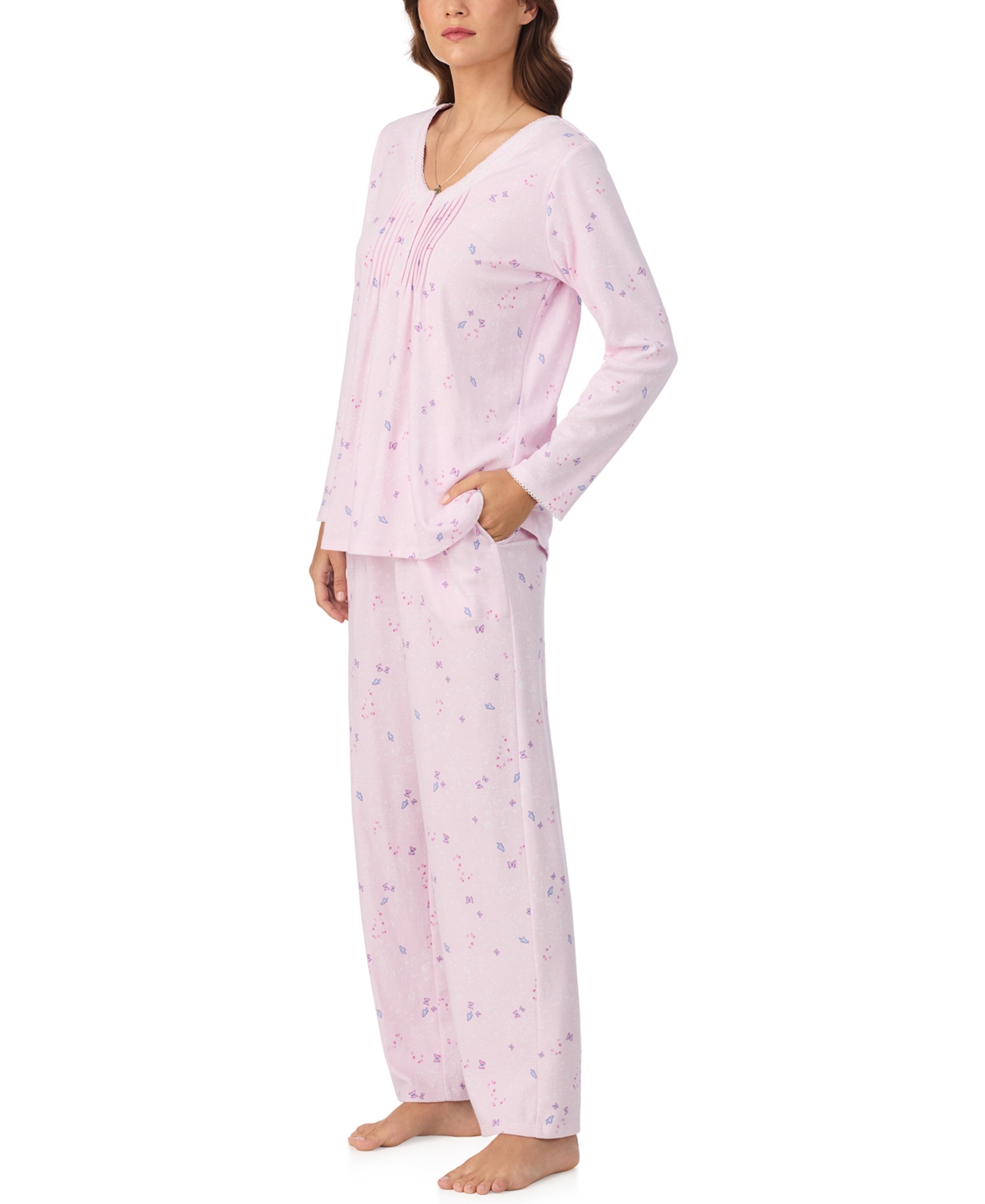 Eileen West Women's 2-piece Long Sleeve Top And Pants Pajama Set In Multi