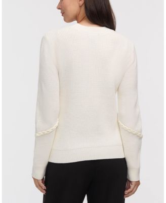 Women's Crew Neck Sweater with Braided Details