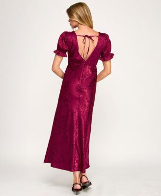 Juniors' Short Sleeves Midi Dress