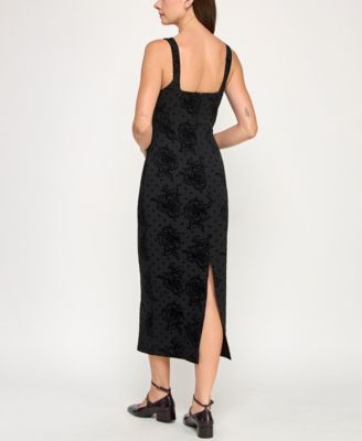 Juniors' Sleeveless Flocked Dress