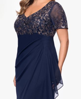 Plus Size Applique Short Sleeves Sheath Dress