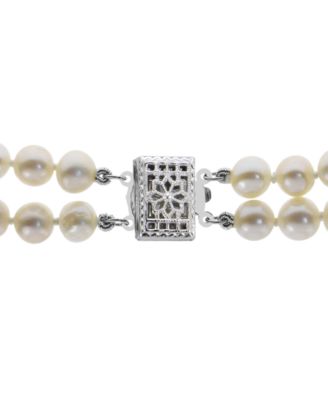 Cultured Freshwater Pearl (6-7mm) Two Strand Necklace in Sterling Silver