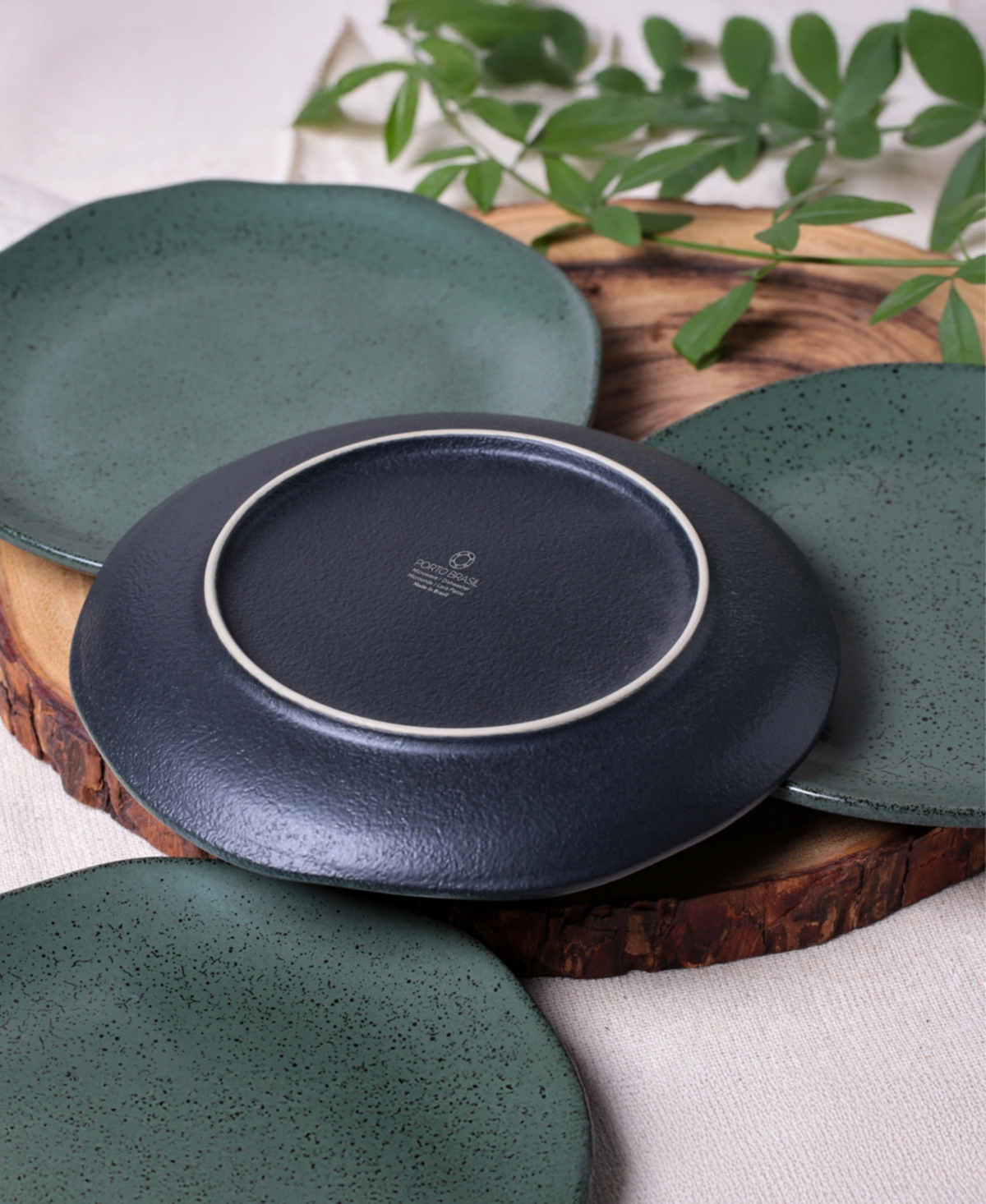 Porto Brasil Stoneware Dessert Plates, Set Of 6 In Green