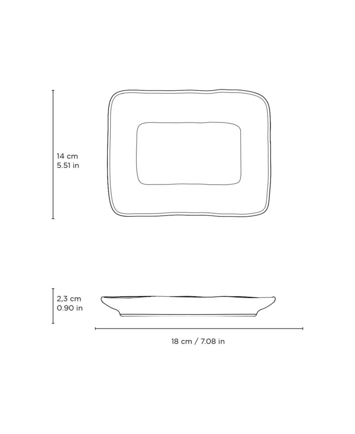 Porto Brasil 7" Stoneware Rectangular Juta Platters, Set Of 4 In Blue