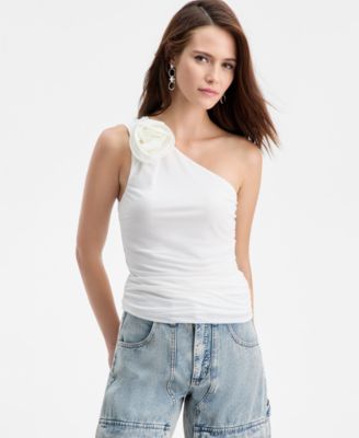 Bar III - Women's One-Shoulder Rosette Top