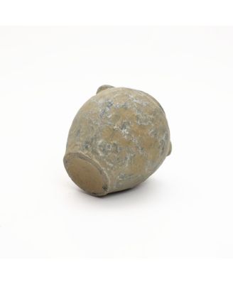 Old-World Brown with Gray 11-Inch Tall Round Terracotta Vase with Handles