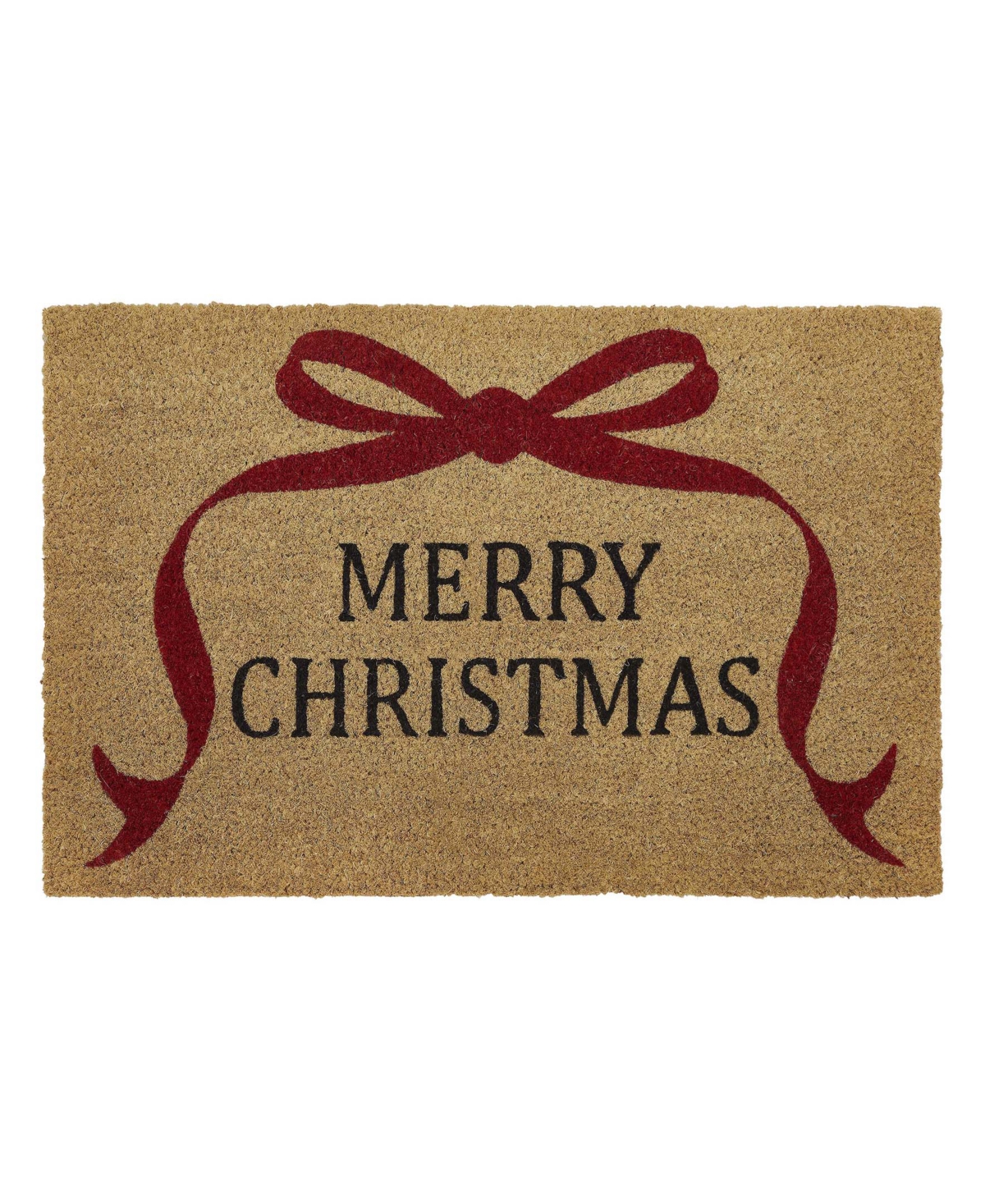 Vcny Home Merry Christmas Bow Outdoor Coir Doormat, 18" x 30"