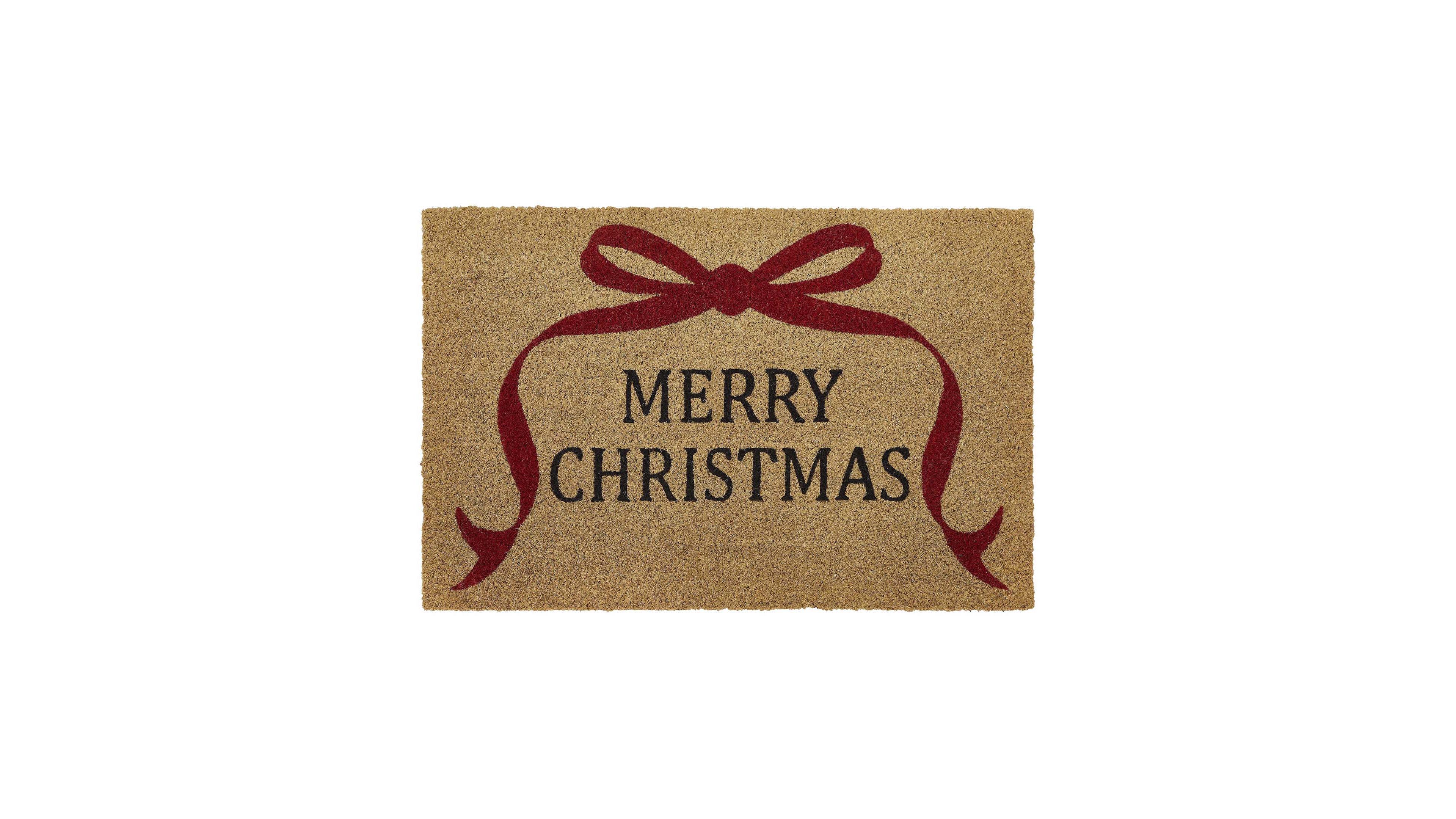 Vcny Home Merry Christmas Bow Outdoor Coir Doormat, 18" x 30"