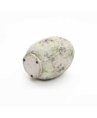 Antique Terracotta Vase, 10-Inch Tall Off-White Pot with Mossy Green Patina, Rustic Decor