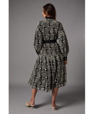 Women's Long Sleeve Belted Shirt Dress