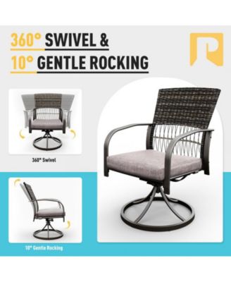 Green Rattan Swivel Patio Dining Chair Set of 2