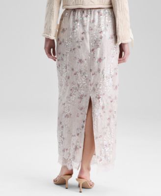 Women's Floral-Print Sequinned Skirt, Macy's Exclusive