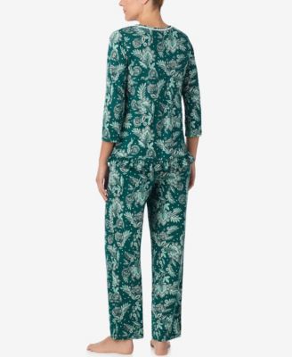 Women's Printed V-Neck Top and Drawstring Pants Pajama Set