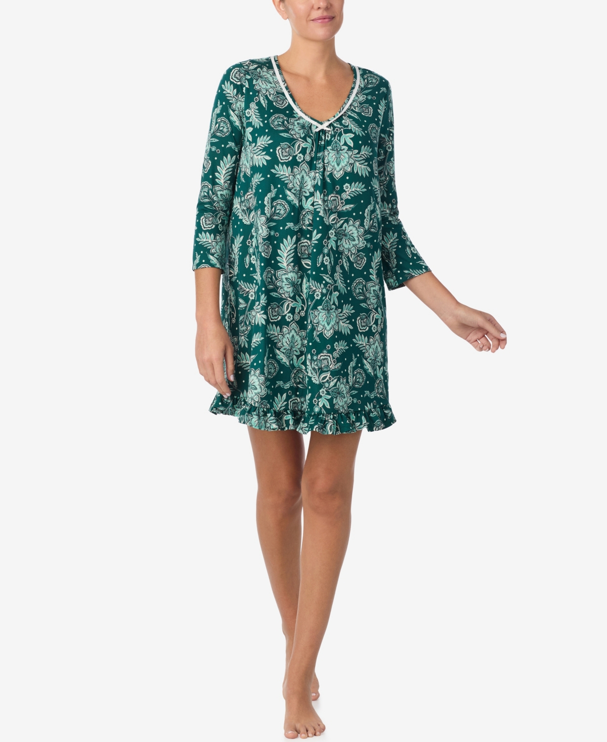 Ellen Tracy Women's Printed V-neck Chemise In Green
