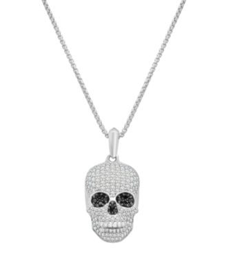 Macy's - Men's Skull Pendant Diamond Necklace (3/4 ct. t.w.) in Sterling Silver