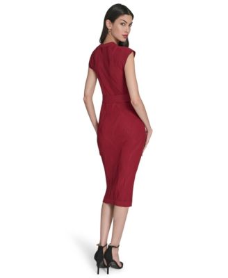 Women's Extended Cap Sleeve Belted Dress