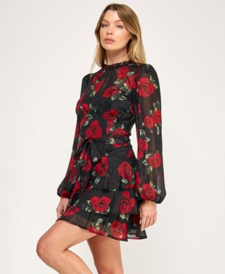 Juniors' Long Sleeve Mock Neck Dress
