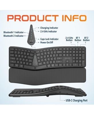 KB250 Ergonomic Wireless Rechargeable Keyboard with Wrist Rest Pad
