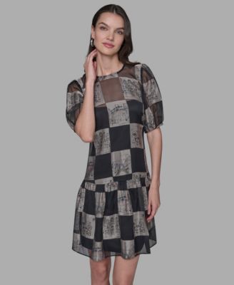 Women's Graphic Burnout Printed Crew Neck Dress