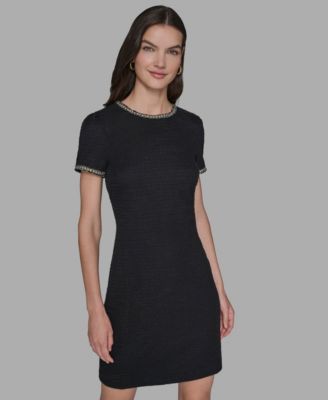 KARL LAGERFELD PARIS - Women's Short Sleeve Knit Shift Dress