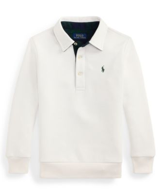 Boys' 2-7 Plaid-Trim Fleece Polo-Collar Sweatshirt