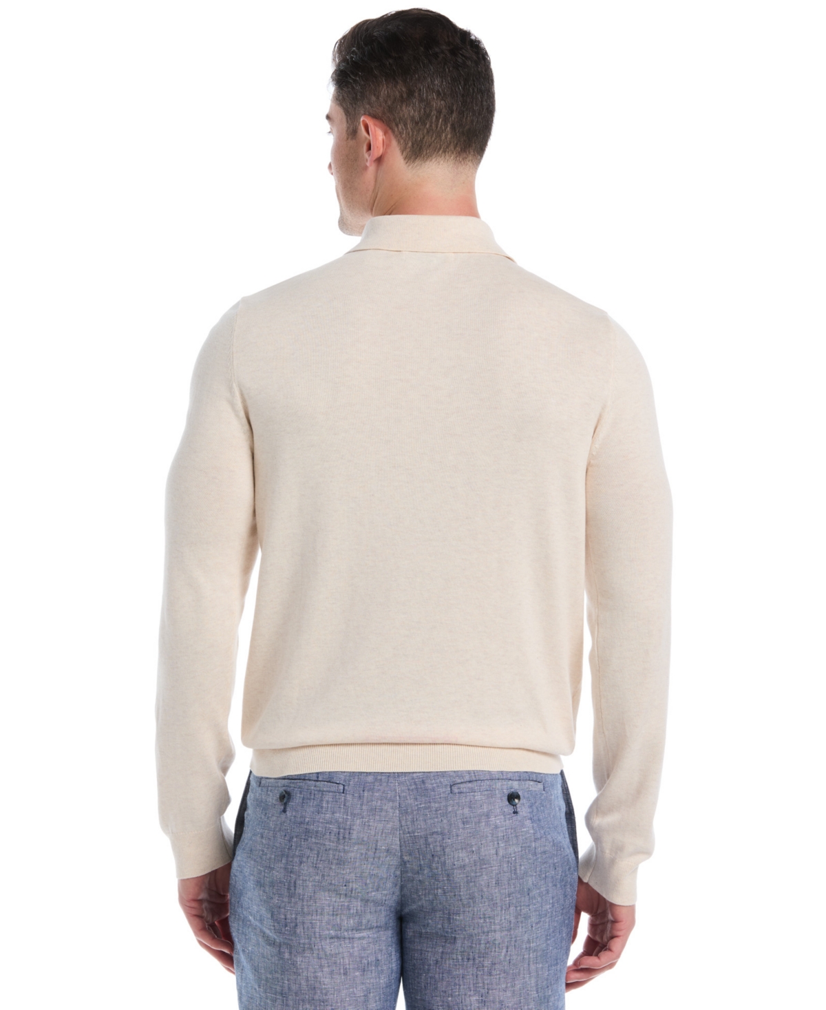 Cubavera Men's Long Sleeves Sweater Polo Shirt