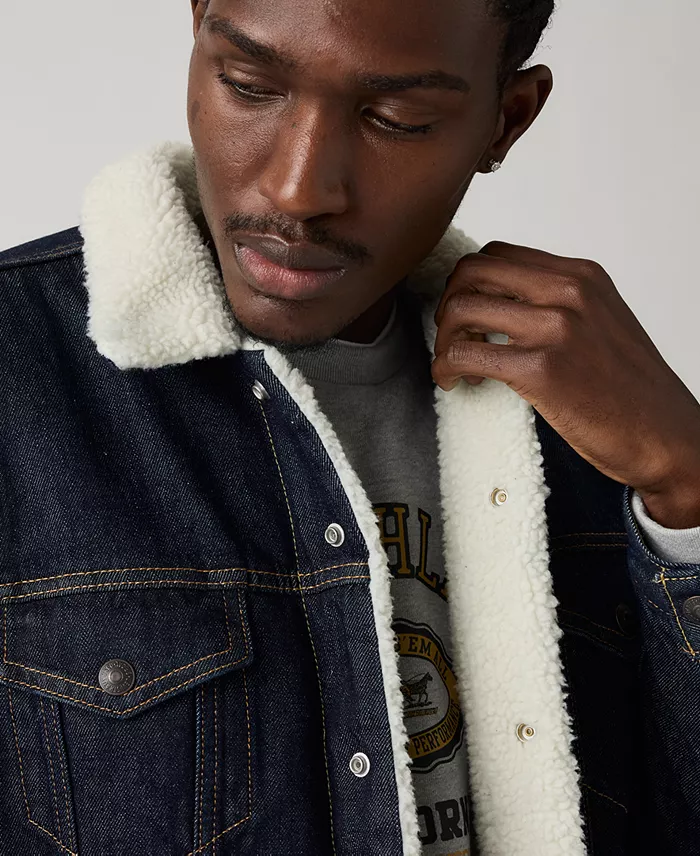Men's Regular Fit Sherpa Denim Trucker Jacket - thumbnail 5