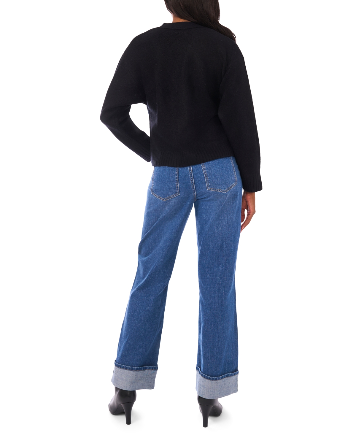 1.state Women's Cropped V-neck Oversized Cardigan In Black