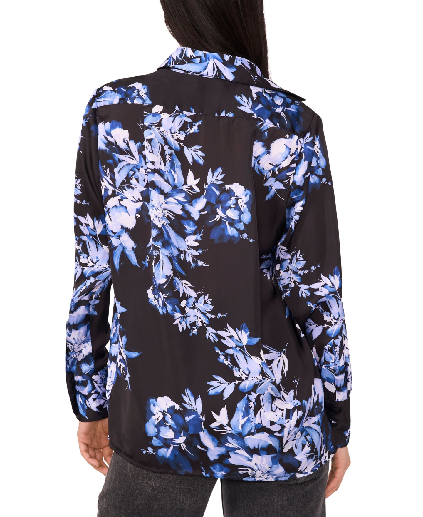 Женский топ 1.STATE Printed Long Sleeve, цвет: Пыльный синий — фото 4