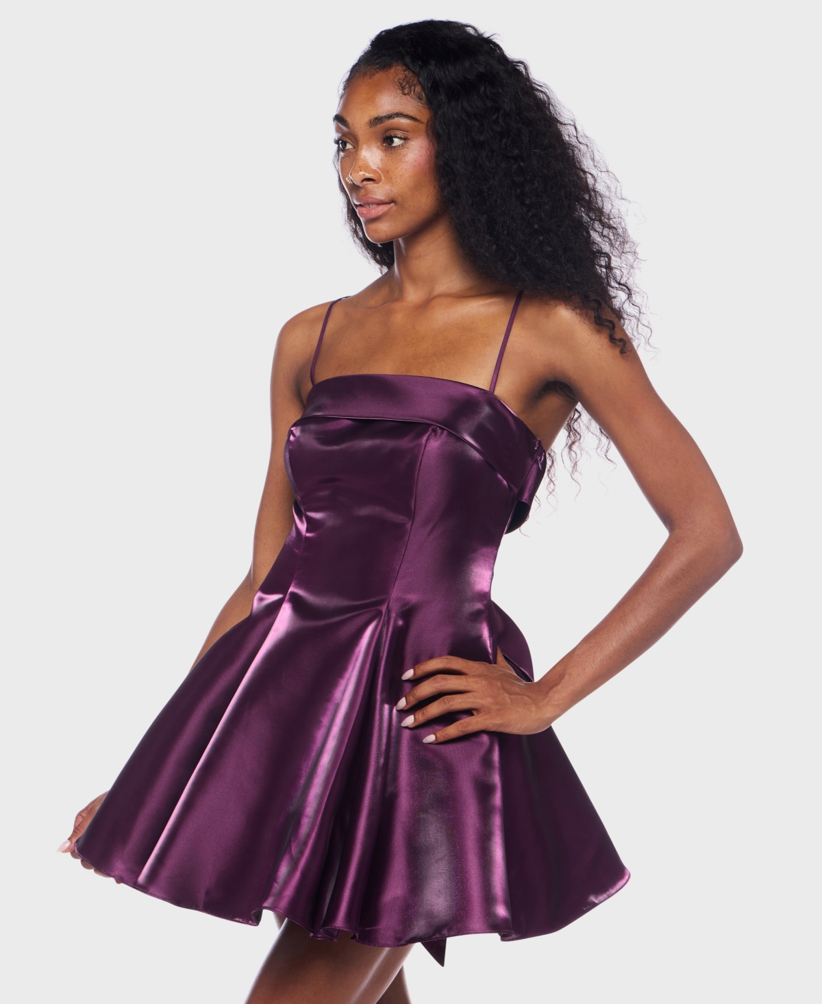 Alex & Sophia Juniors' Square Neck Short Dress In Purple