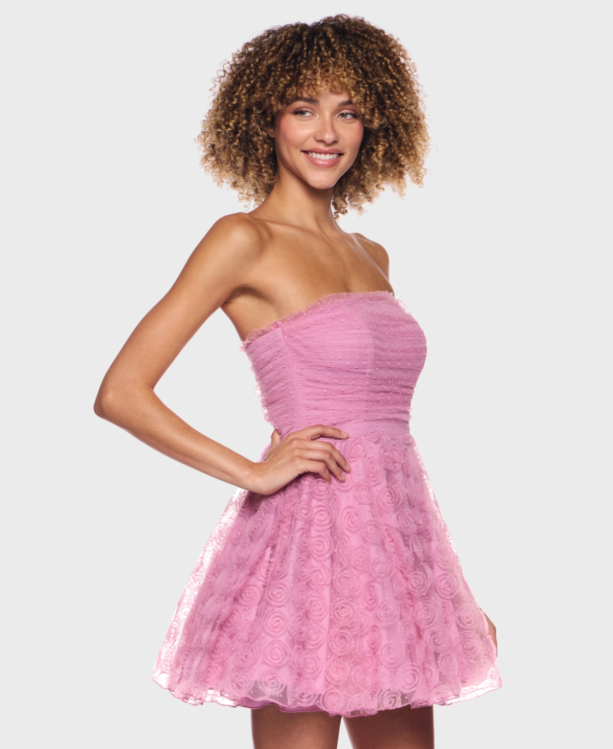 Alex & Sophia Junior's Pleated Bodice Strapless Party Dress