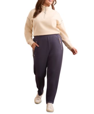 Plus Size Techno Lux Pull-On Ankle Pants
