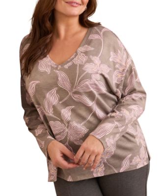 Plus Size Fuzzy Soft V-Neck Knit Top